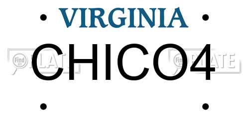 CHICO4 Virginia License Plate