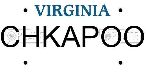 CHKAPOO Virginia License Plate