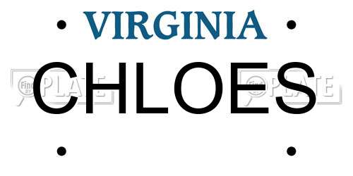 CHLOES Virginia License Plate