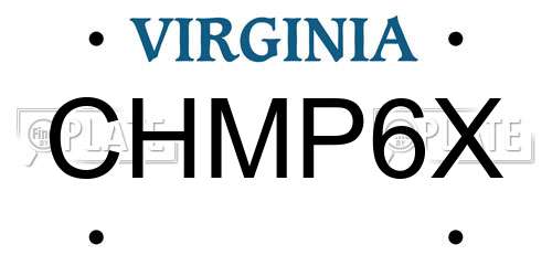 CHMP6X Virginia License Plate