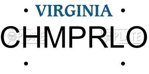 CHMPRLO Virginia License Plate