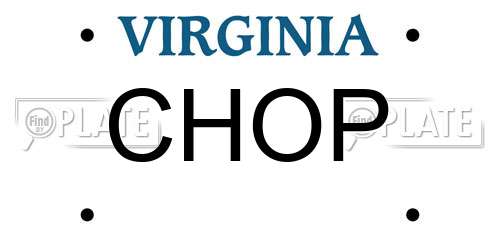 CHOP Virginia License Plate
