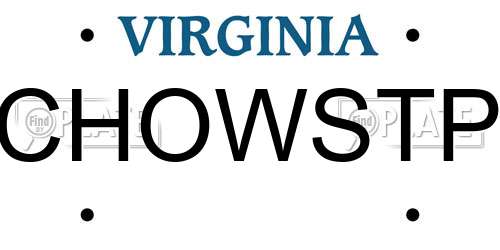 CHOWSTP Virginia License Plate