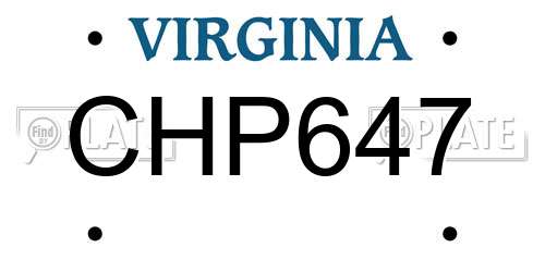 CHP647 Virginia License Plate