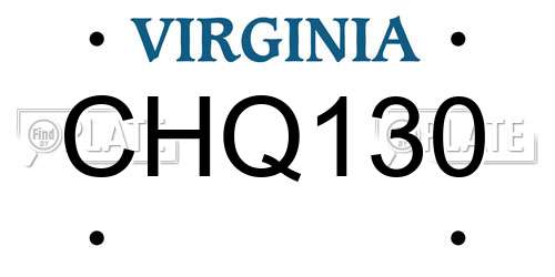 CHQ130 Virginia License Plate
