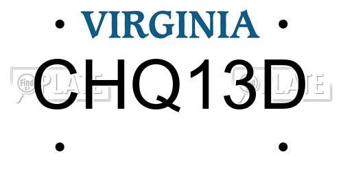 CHQ13D Virginia License Plate