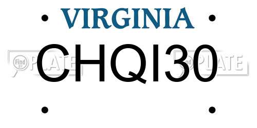 CHQI30 Virginia License Plate