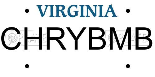 CHRYBMB Virginia License Plate