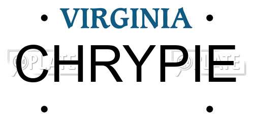 CHRYPIE Virginia License Plate