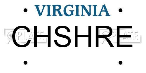 CHSHRE Virginia License Plate
