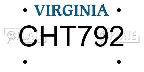 CHT792 Virginia License Plate