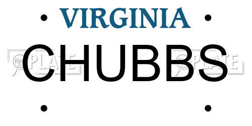 CHUBBS Virginia License Plate