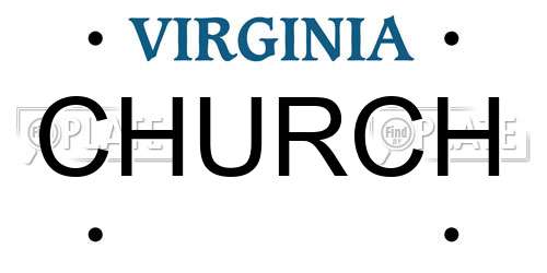CHURCH Virginia License Plate