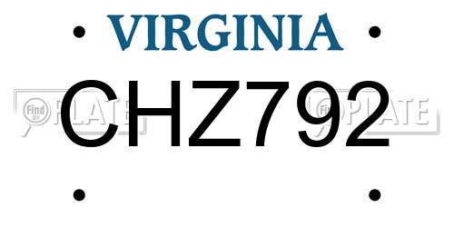 CHZ792 Virginia License Plate