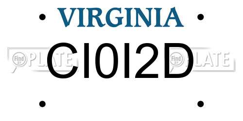 CI0I2D Virginia License Plate