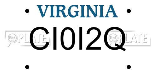 CI0I2Q Virginia License Plate