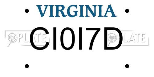 CI0I7D Virginia License Plate