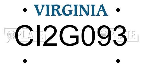 CI2G093 Virginia License Plate
