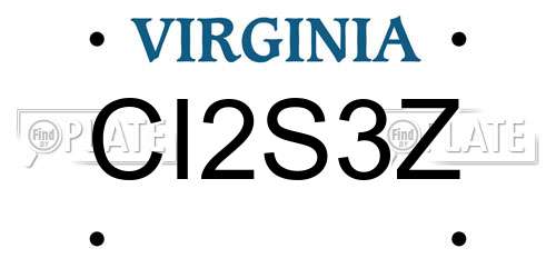 CI2S3Z Virginia License Plate