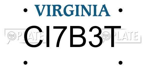CI7B3T Virginia License Plate