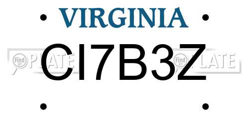 CI7B3Z Virginia License Plate