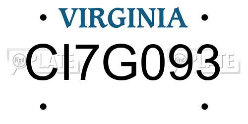 CI7G093 Virginia License Plate