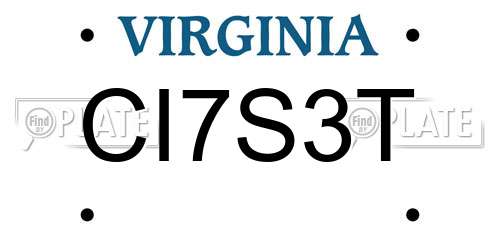 CI7S3T Virginia License Plate