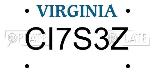 CI7S3Z Virginia License Plate