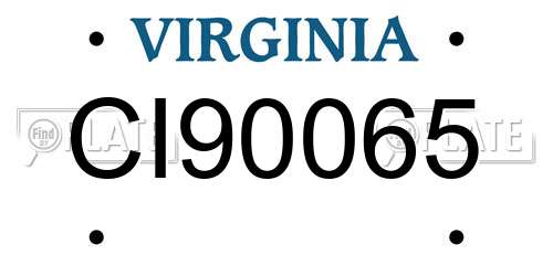 CI90065 Virginia License Plate