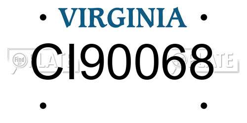 CI90068 Virginia License Plate