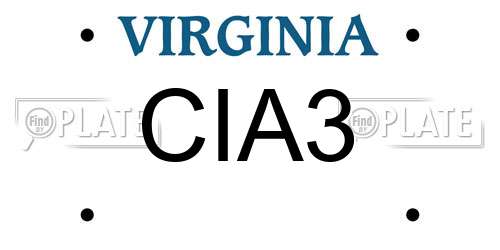 CIA3 Virginia License Plate