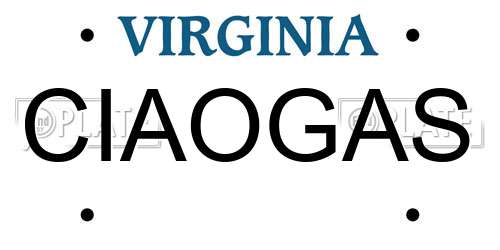 CIAOGAS Virginia License Plate