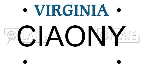 CIAONY Virginia License Plate