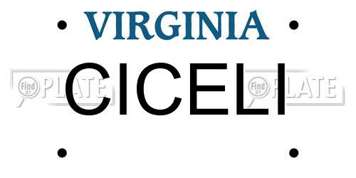 CICELI Virginia License Plate