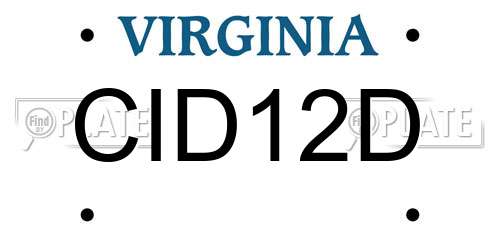 CID12D Virginia License Plate