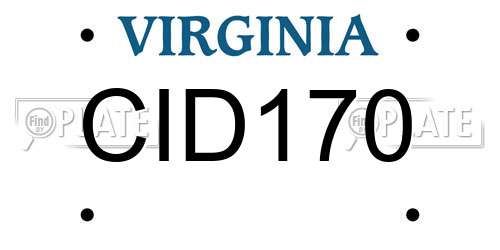 CID170 Virginia License Plate