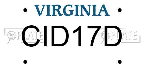 CID17D Virginia License Plate