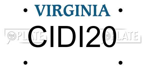 CIDI20 Virginia License Plate