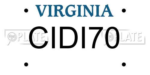 CIDI70 Virginia License Plate