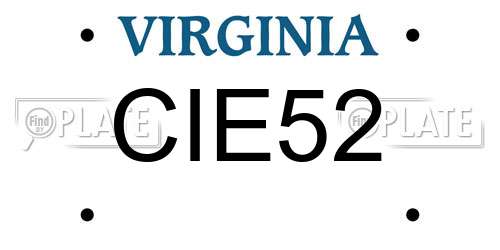 CIE52 Virginia License Plate