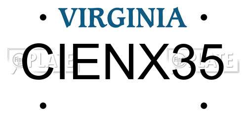 CIENX35 Virginia License Plate