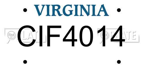 CIF4014 Virginia License Plate
