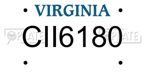 CII6180 Virginia License Plate