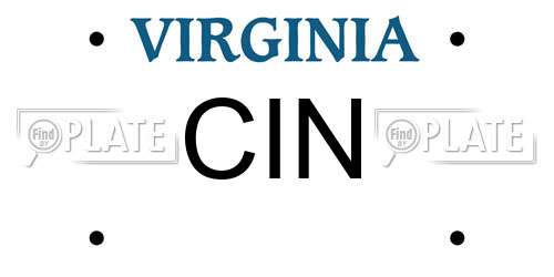 CIN Virginia License Plate