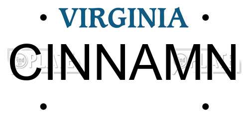 CINNAMN Virginia License Plate