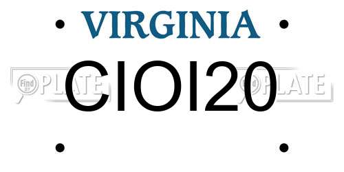 CIOI20 Virginia License Plate