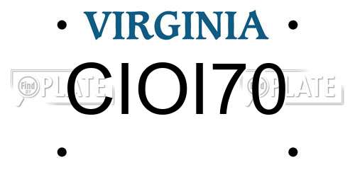 CIOI70 Virginia License Plate