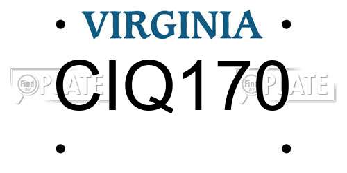 CIQ170 Virginia License Plate