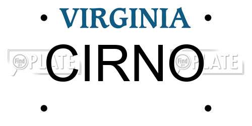 CIRNO Virginia License Plate