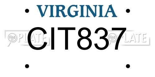 CIT837 Virginia License Plate
